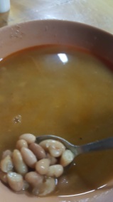 Bean soup was flavorful.